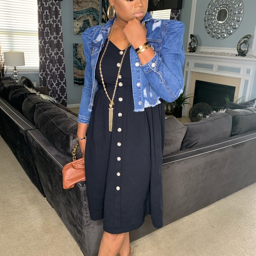 Denim puff sleeve jacket - Picture 3 of 6